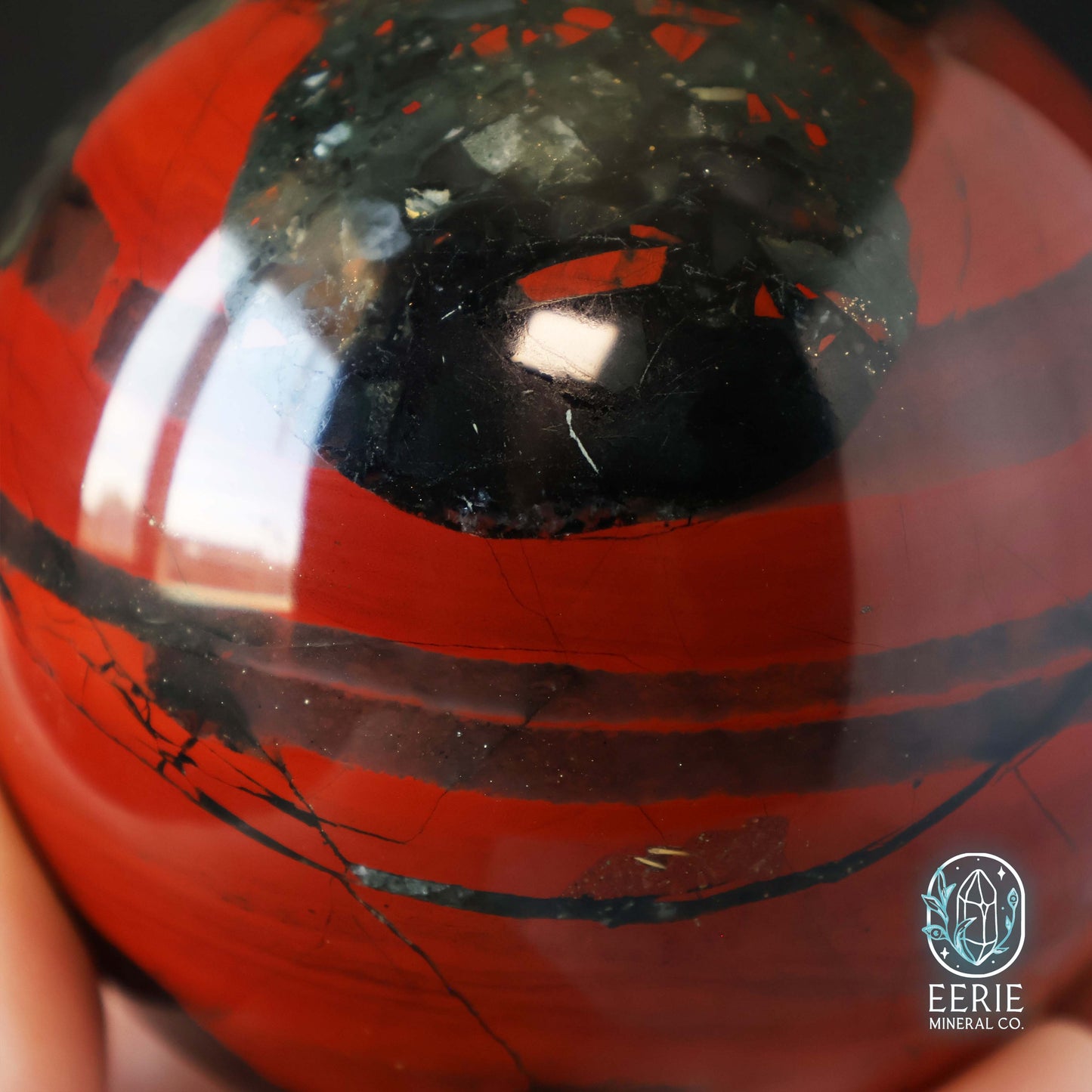 Polished African Bloodstone Sphere With Pyrite