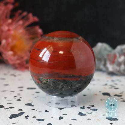 Polished African Bloodstone Sphere With Pyrite