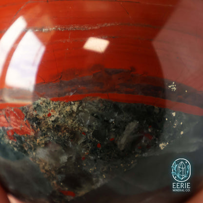 Polished African Bloodstone Sphere With Pyrite