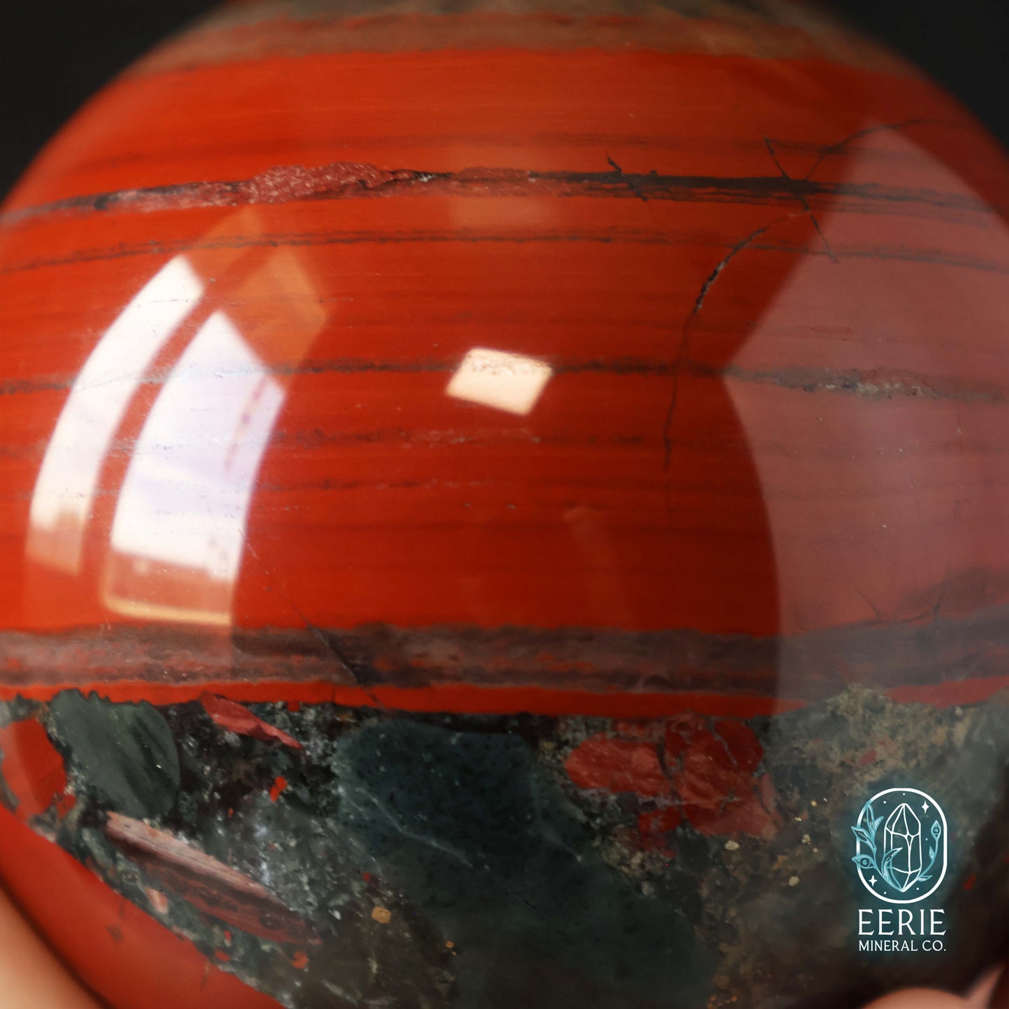 Polished African Bloodstone Sphere With Pyrite