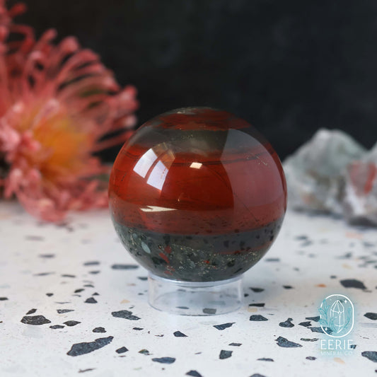 African Bloodstone Sphere With Pyrite
