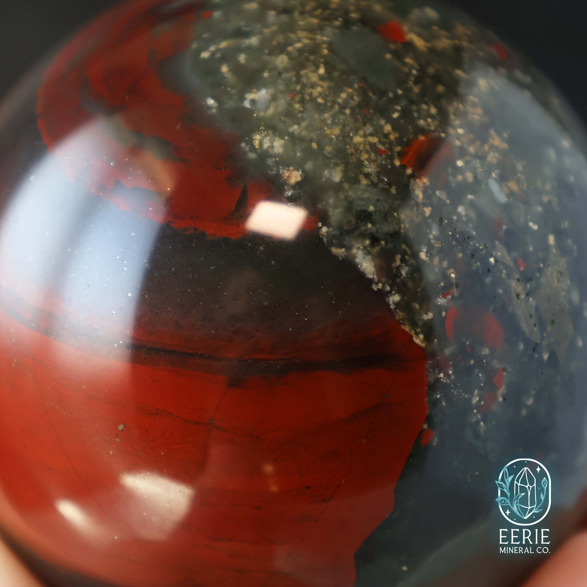 African Bloodstone Sphere With Pyrite