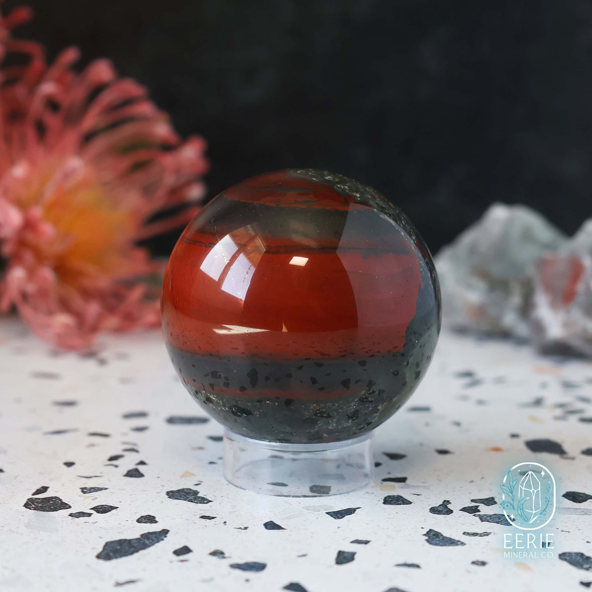 African Bloodstone Sphere With Pyrite