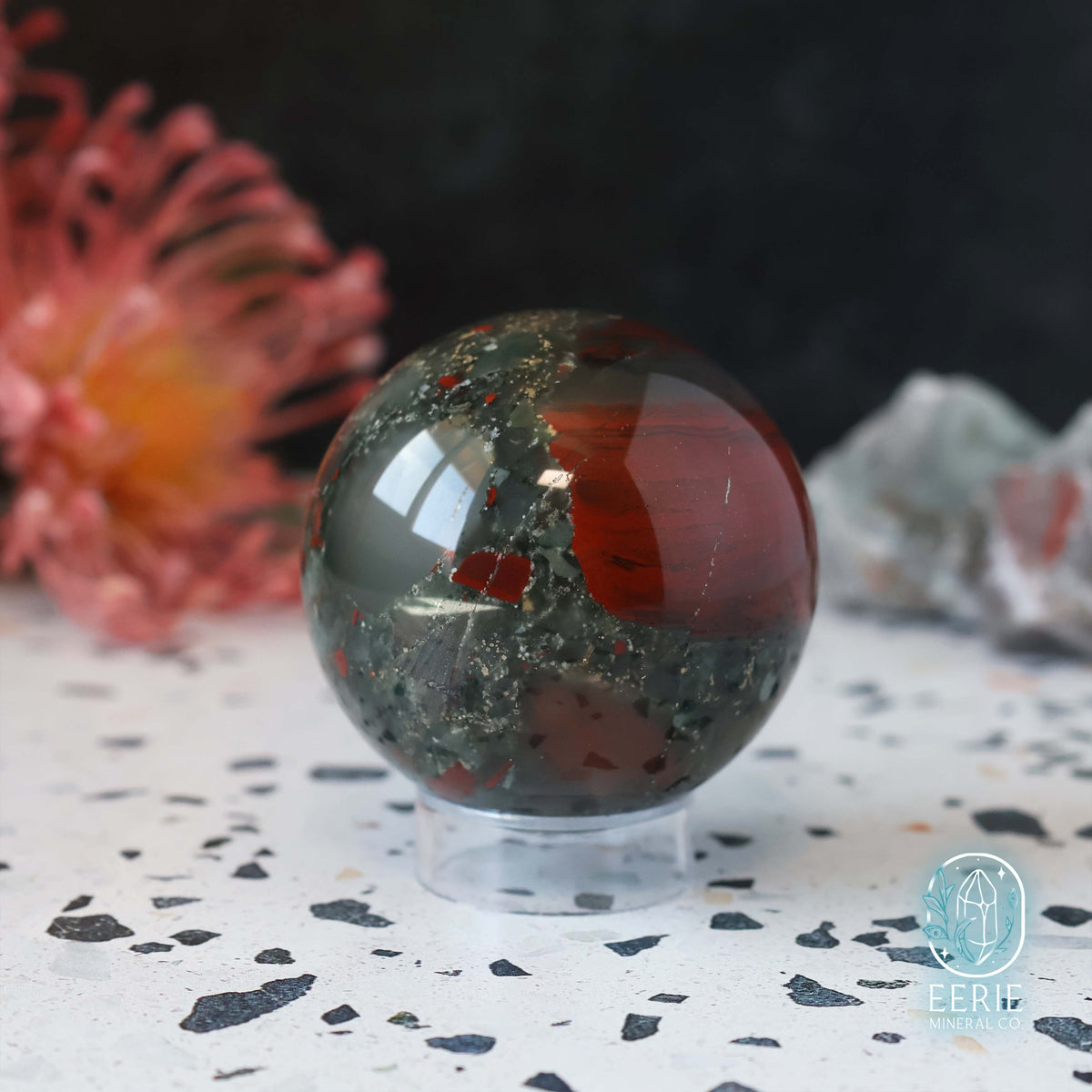 African Bloodstone Sphere With Pyrite