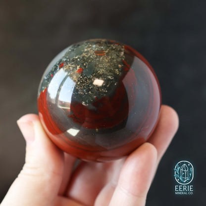 African Bloodstone Sphere With Pyrite