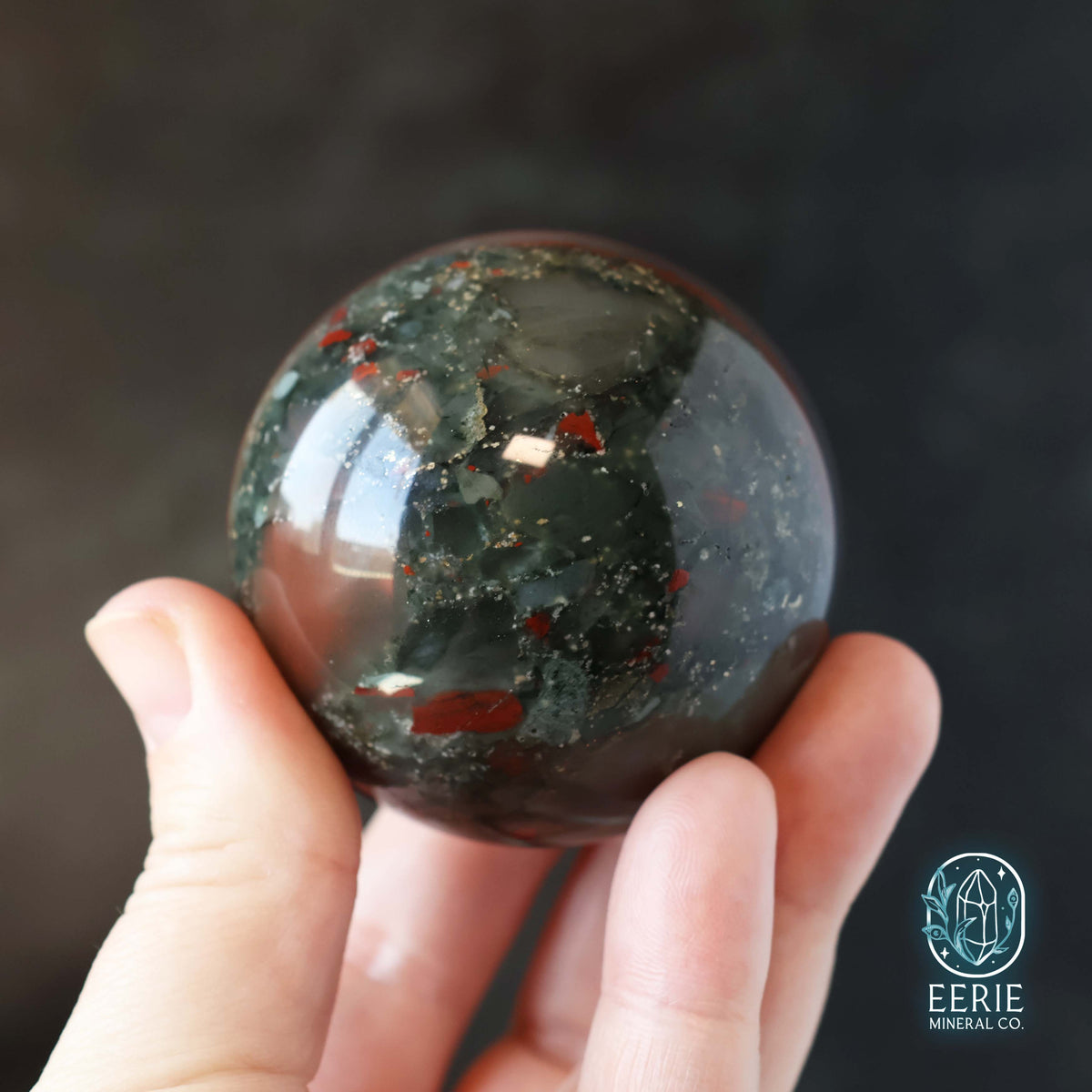 African Bloodstone Sphere With Pyrite