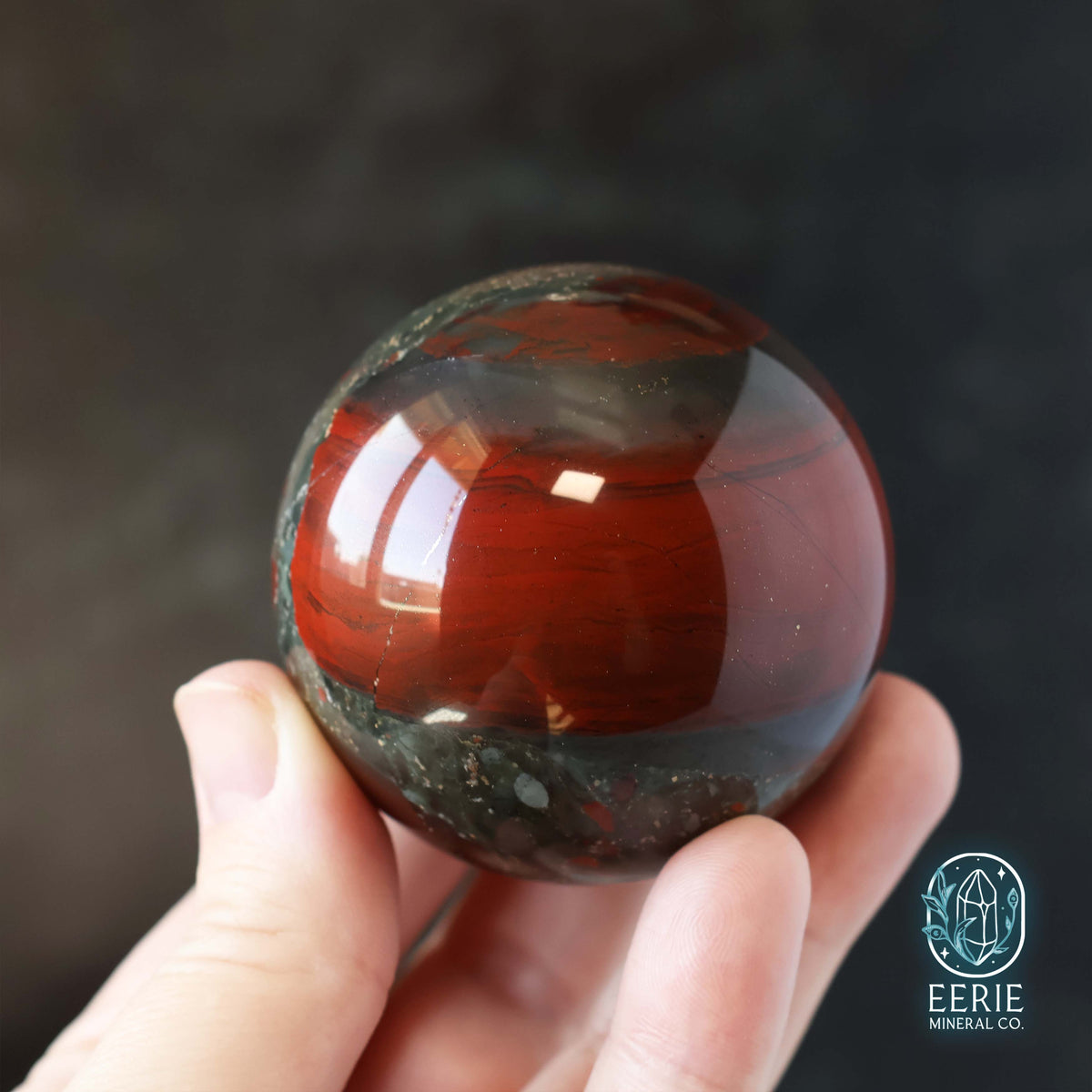 African Bloodstone Sphere With Pyrite