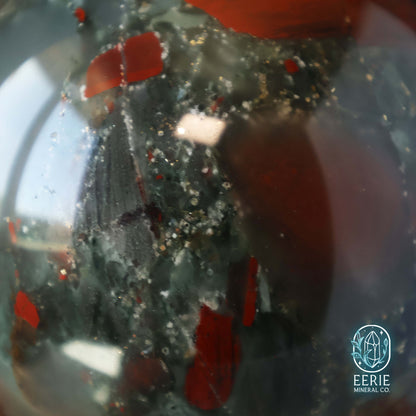 African Bloodstone Sphere With Pyrite