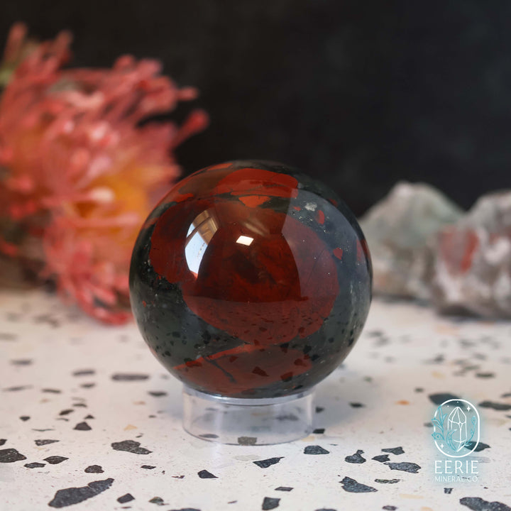 57mm African Bloodstone Sphere With Pyrite
