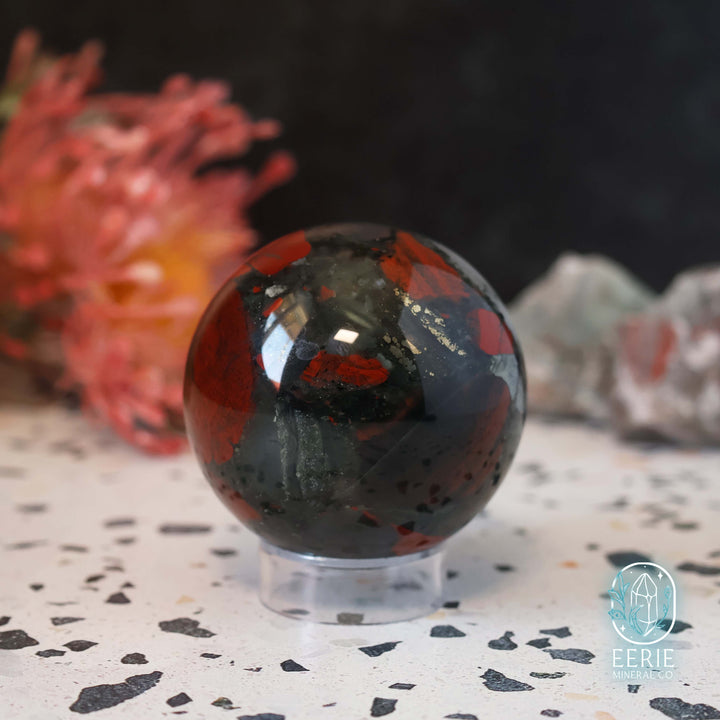 57mm African Bloodstone Sphere With Pyrite