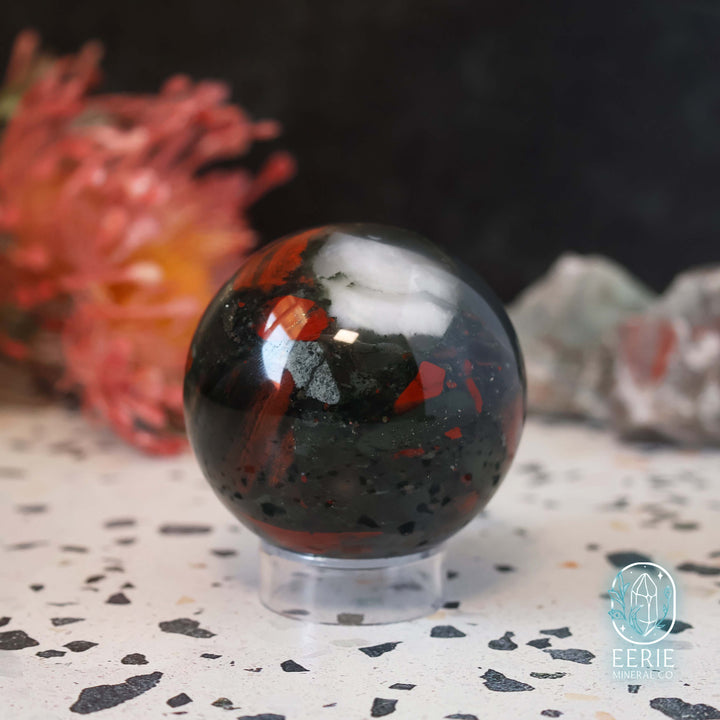 57mm African Bloodstone Sphere With Pyrite