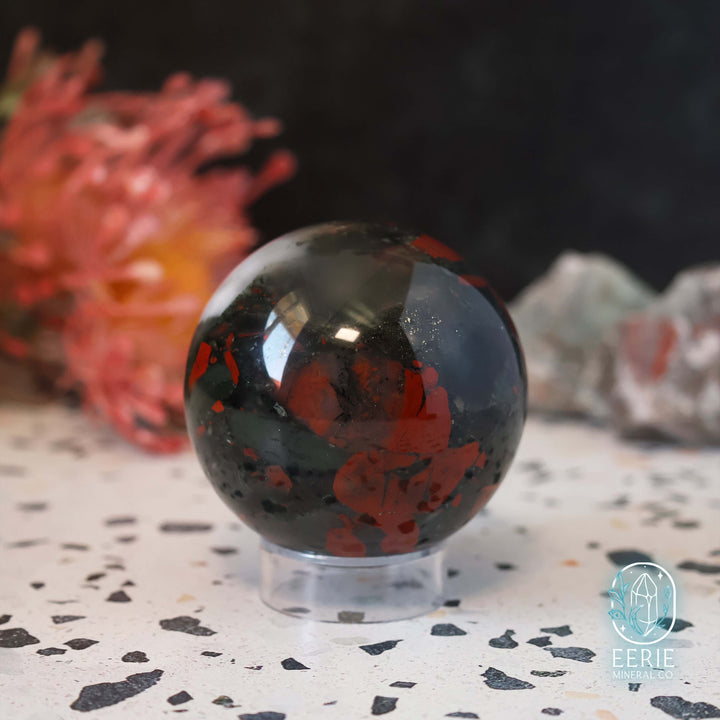 57mm African Bloodstone Sphere With Pyrite