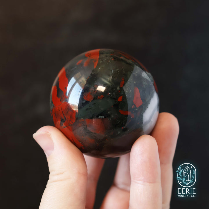 57mm African Bloodstone Sphere With Pyrite