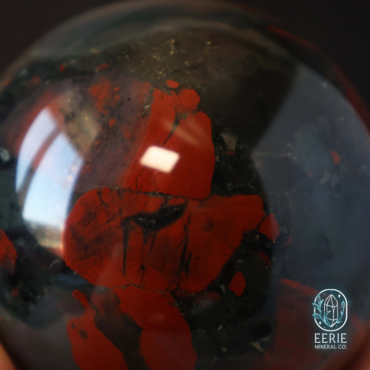 57mm African Bloodstone Sphere With Pyrite