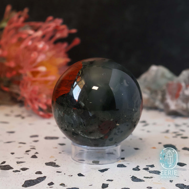57mm African Bloodstone Sphere With Pyrite