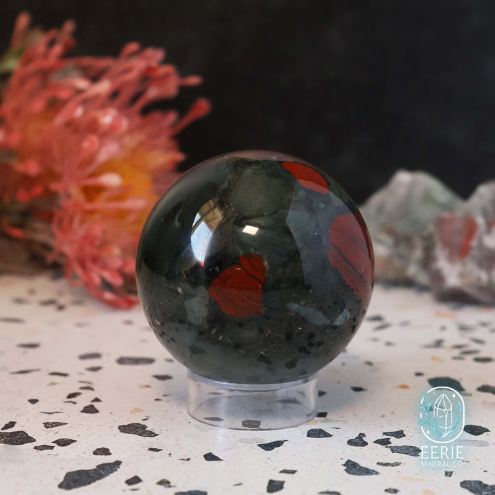 57mm African Bloodstone Sphere With Pyrite