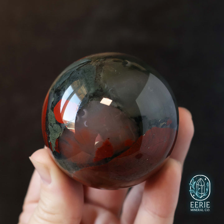 57mm African Bloodstone Sphere With Pyrite