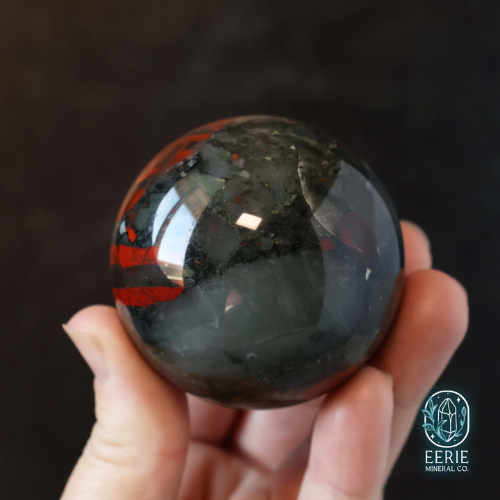 57mm African Bloodstone Sphere With Pyrite