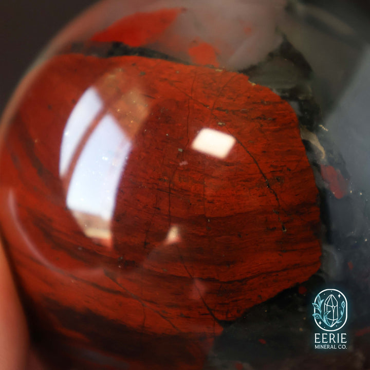 57mm African Bloodstone Sphere With Pyrite