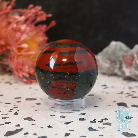 African Bloodstone Sphere With Pyrite