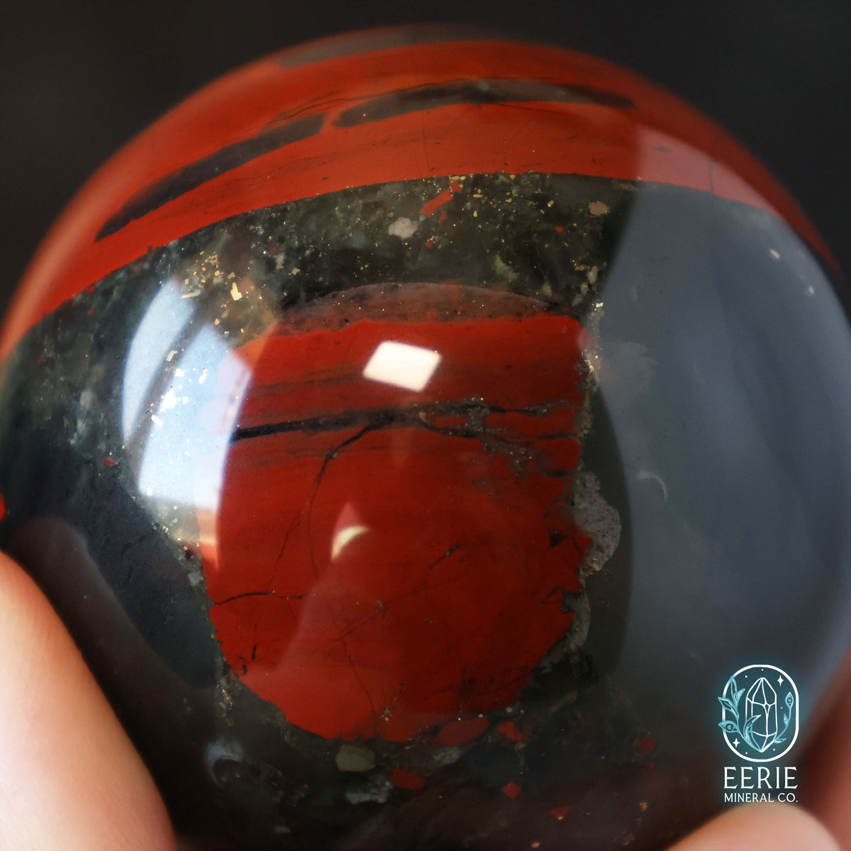 African Bloodstone Sphere With Pyrite