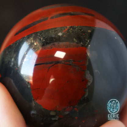 African Bloodstone Sphere With Pyrite