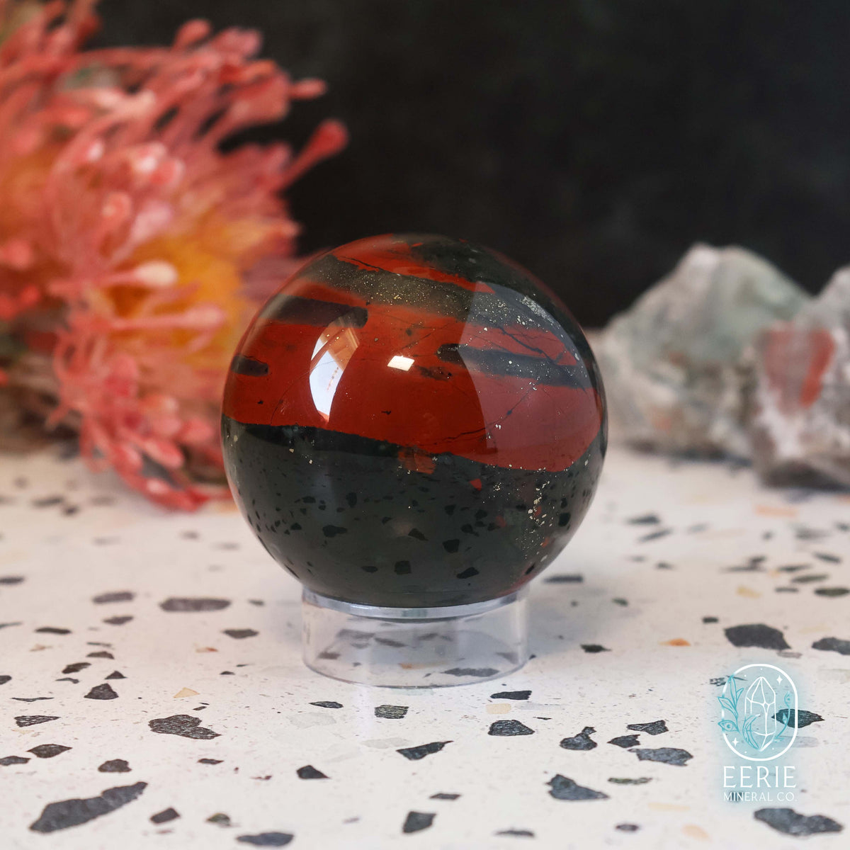 African Bloodstone Sphere With Pyrite