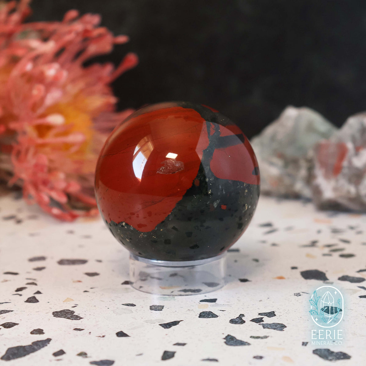 African Bloodstone Sphere With Pyrite