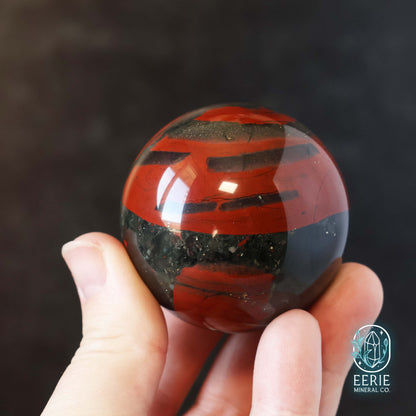African Bloodstone Sphere With Pyrite