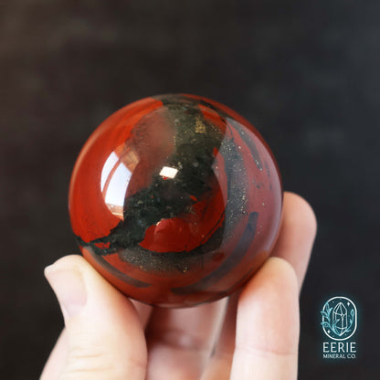 African Bloodstone Sphere With Pyrite