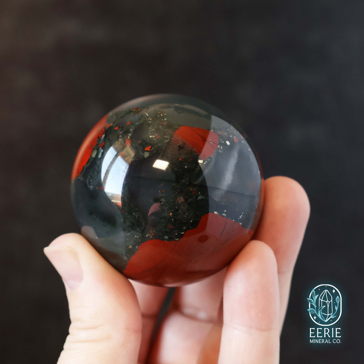 African Bloodstone Sphere With Pyrite