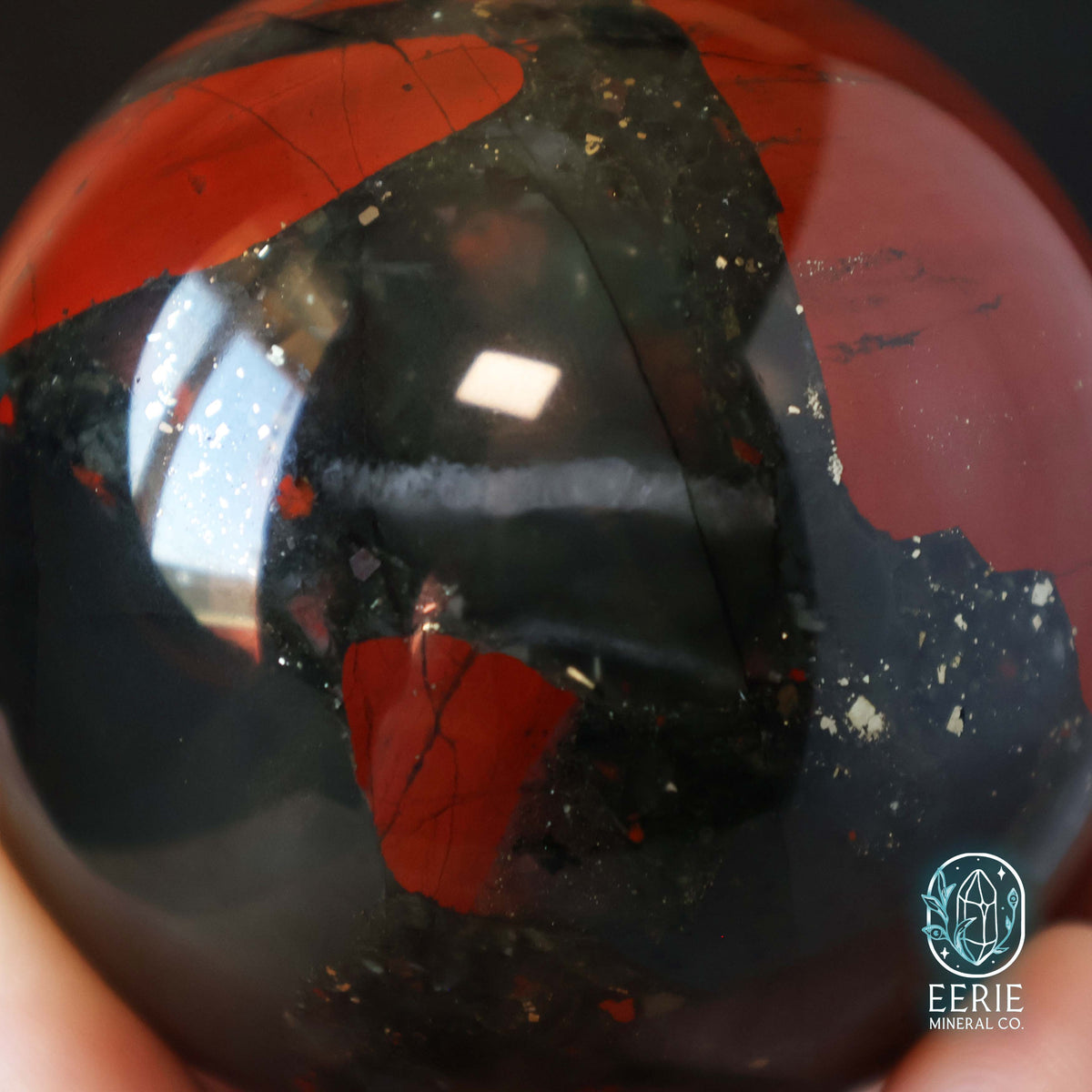 African Bloodstone Sphere With Pyrite