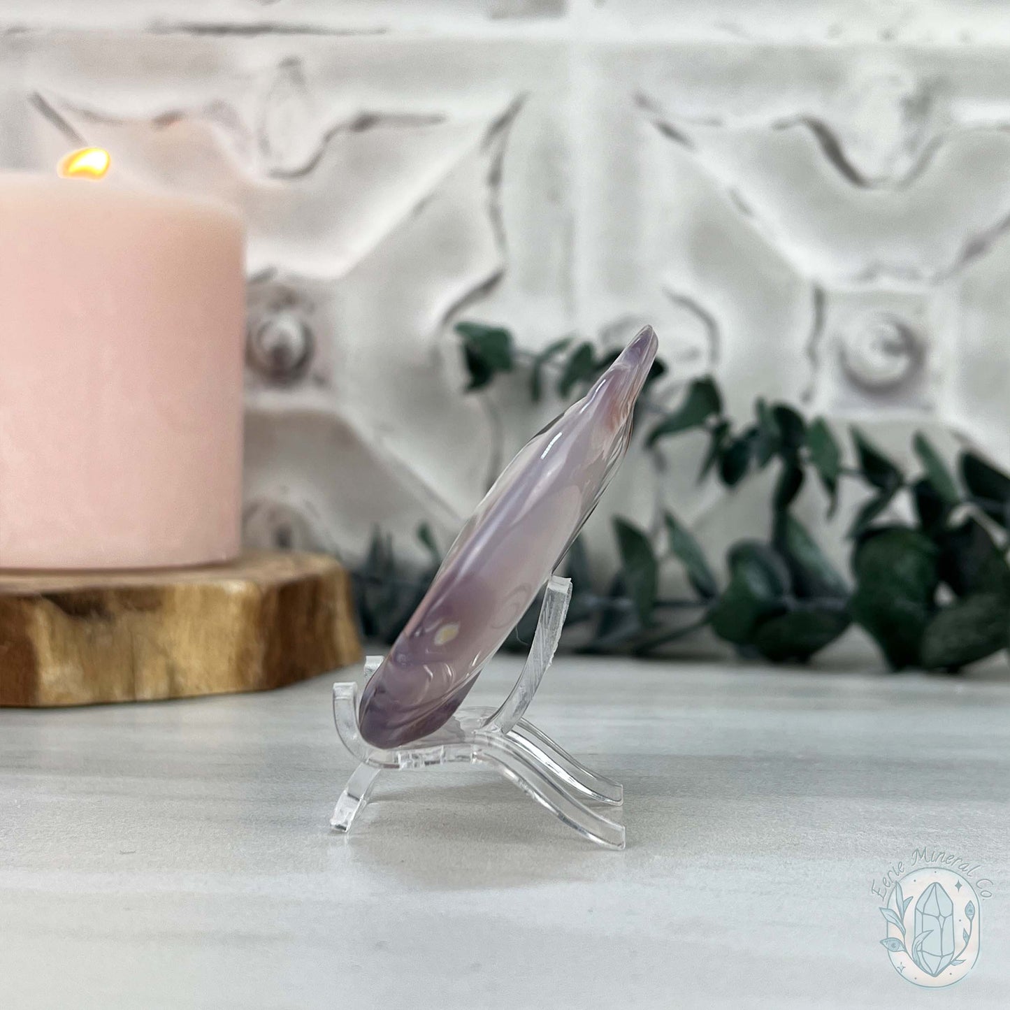 Hand Carved Druzy Agate Fish Carving with Display Stand