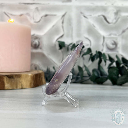 Hand Carved Druzy Agate Fish Carving with Display Stand