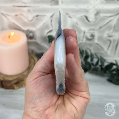 Hand Carved Agate Fish Carving with Display Stand