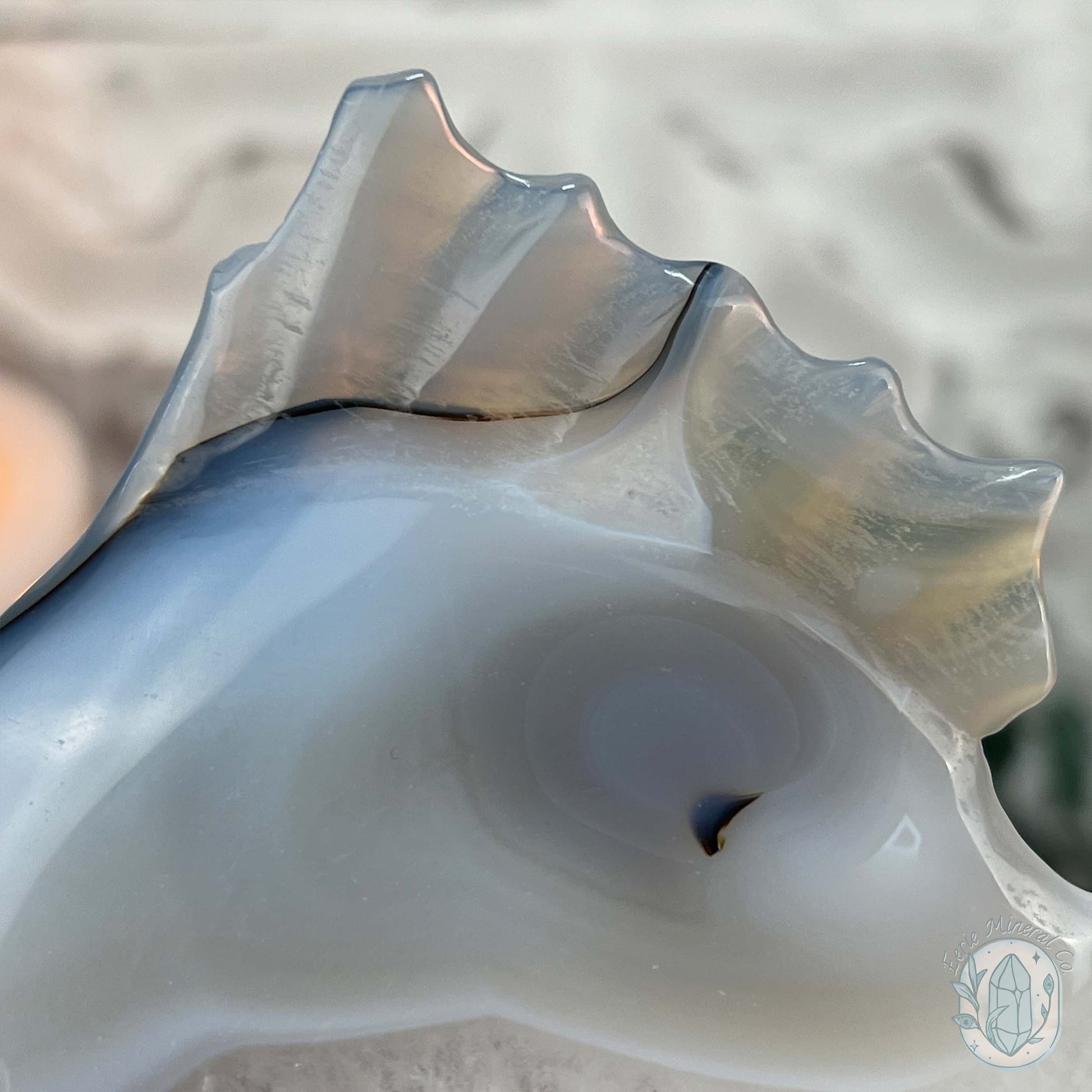 Hand Carved Agate Fish Carving with Display Stand