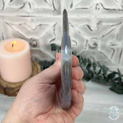 Hand Carved Agate Fish Carving with Display Stand