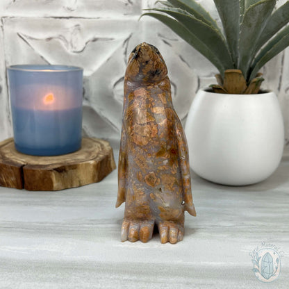 Polished Druzy Agate Standing Penguin Carving