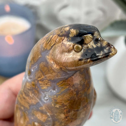 Polished Druzy Agate Standing Penguin Carving