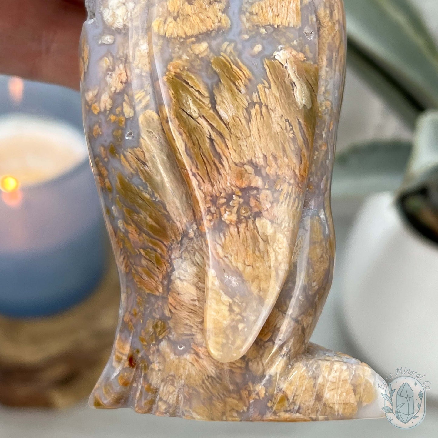 Polished Druzy Agate Standing Penguin Carving