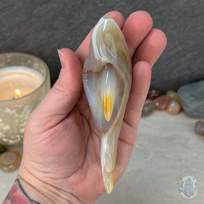 White Banded Agate Great White Shark Carving