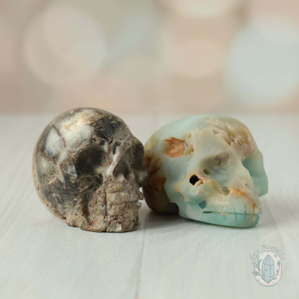 2" Amazonite Skull Carving Set