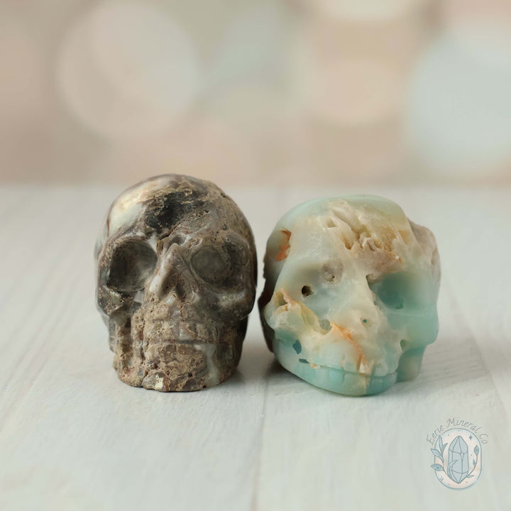 2" Amazonite Skull Carving Set