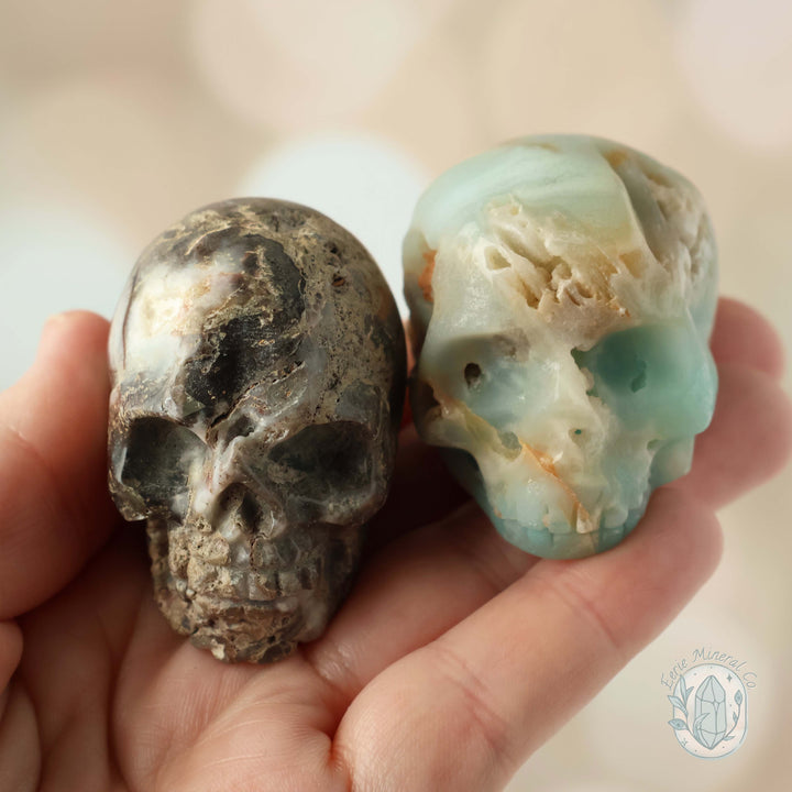 2" Amazonite Skull Carving Set