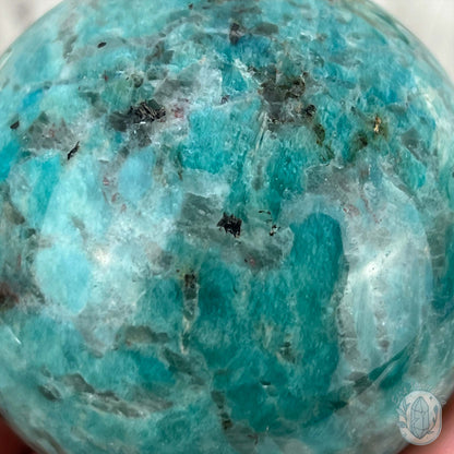 62mm Polished Amazonite with Smoky Quartz Sphere