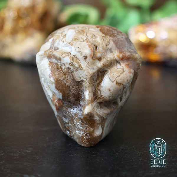 Druzy Amber Calcite Alien Skull - UV Reactive
