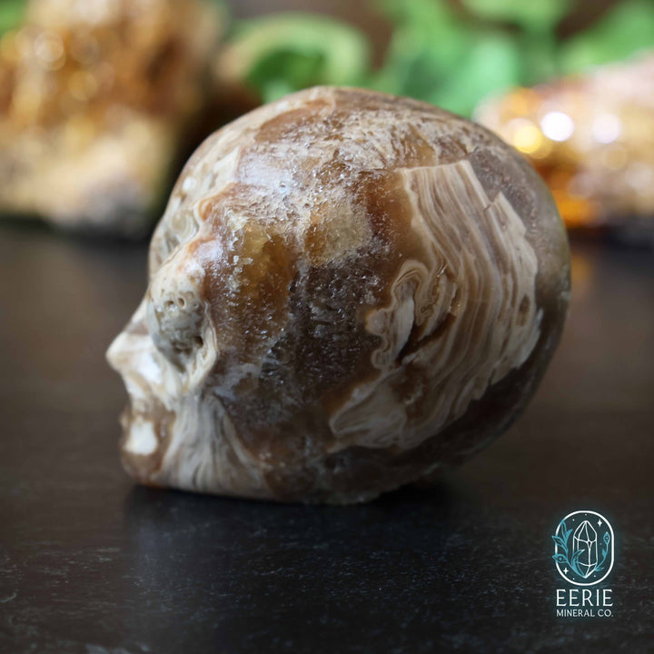 Druzy Amber Calcite Alien Skull - UV Reactive