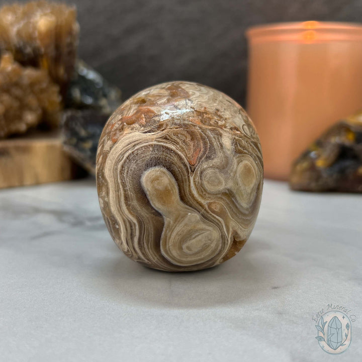 Druzy Amber Calcite Skull Carving