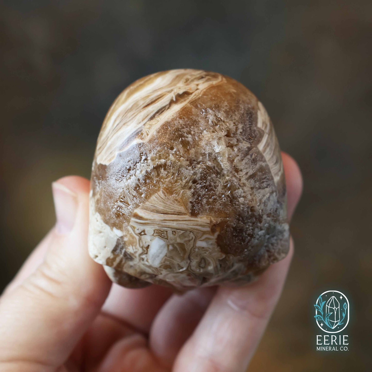 Druzy Amber Calcite Alien Skull - UV Reactive