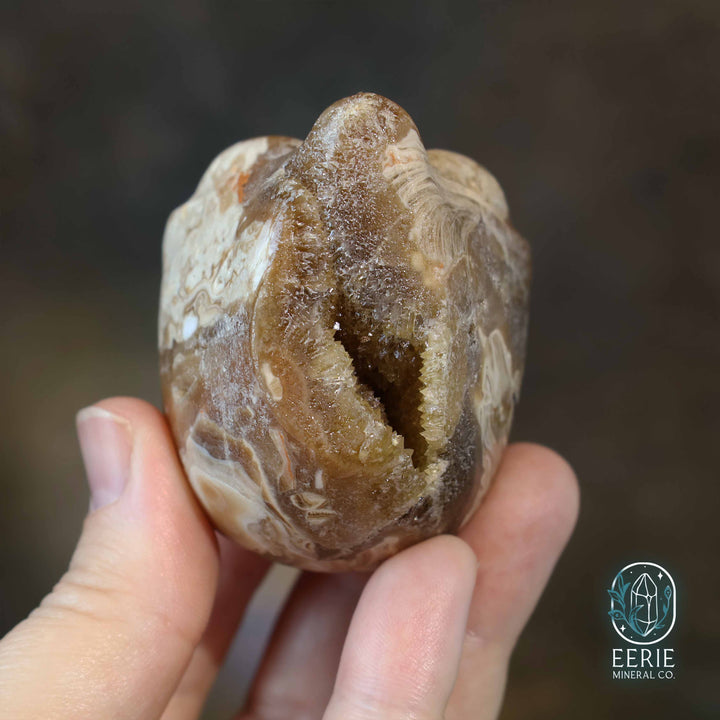 Druzy Amber Calcite Alien Skull - UV Reactive